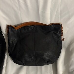 Lauren Ralph Lauren Black and Tan Hobo Bag